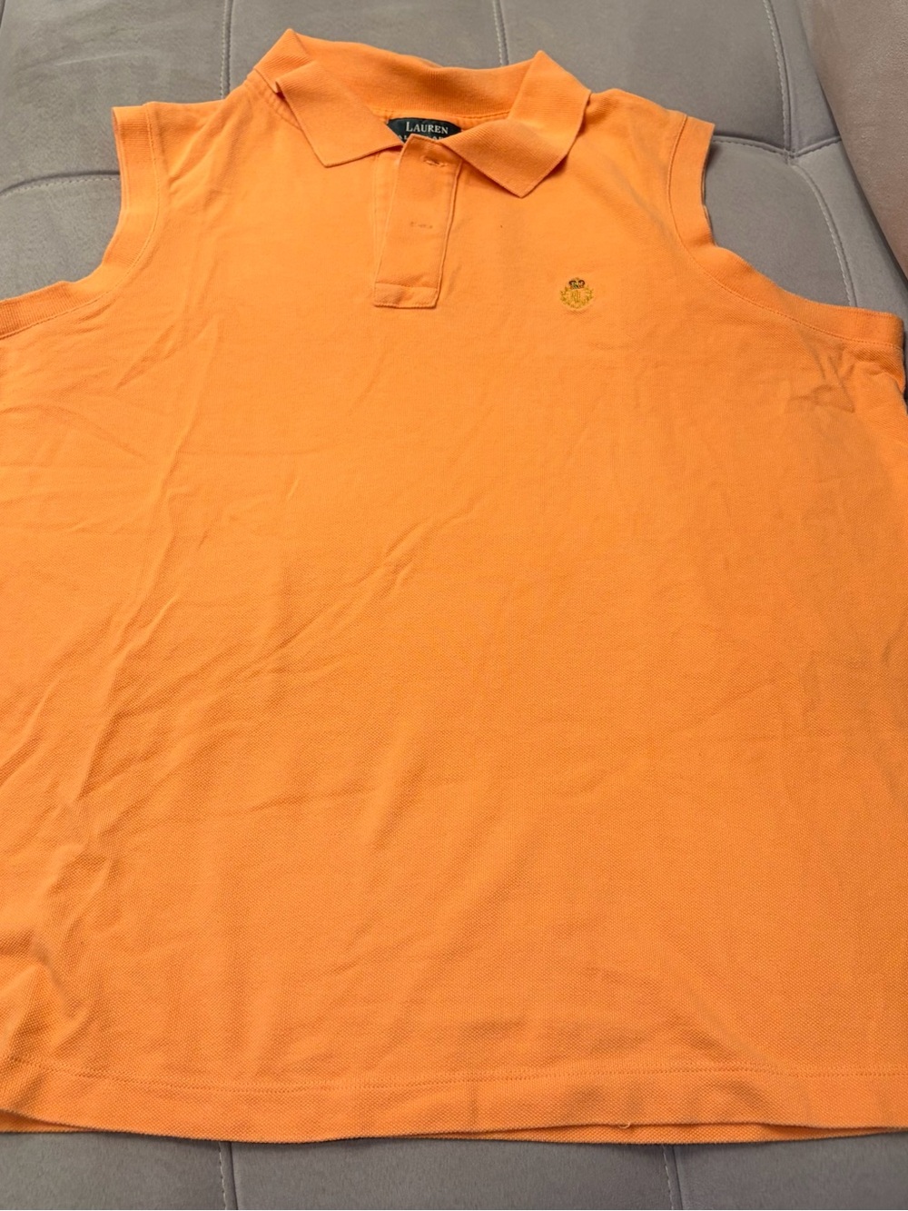 Lauren Ralph Lauren Peachy Orange Sleeveless Polo Tee